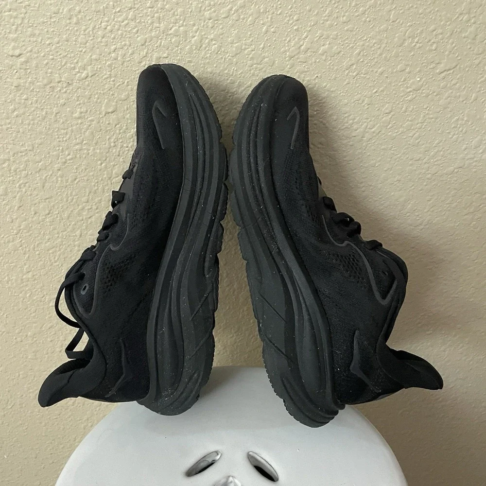Hoka Clifton 10 Running Shoes Sneakers Black 1162050 Women's Sz 8.5D Wide B2